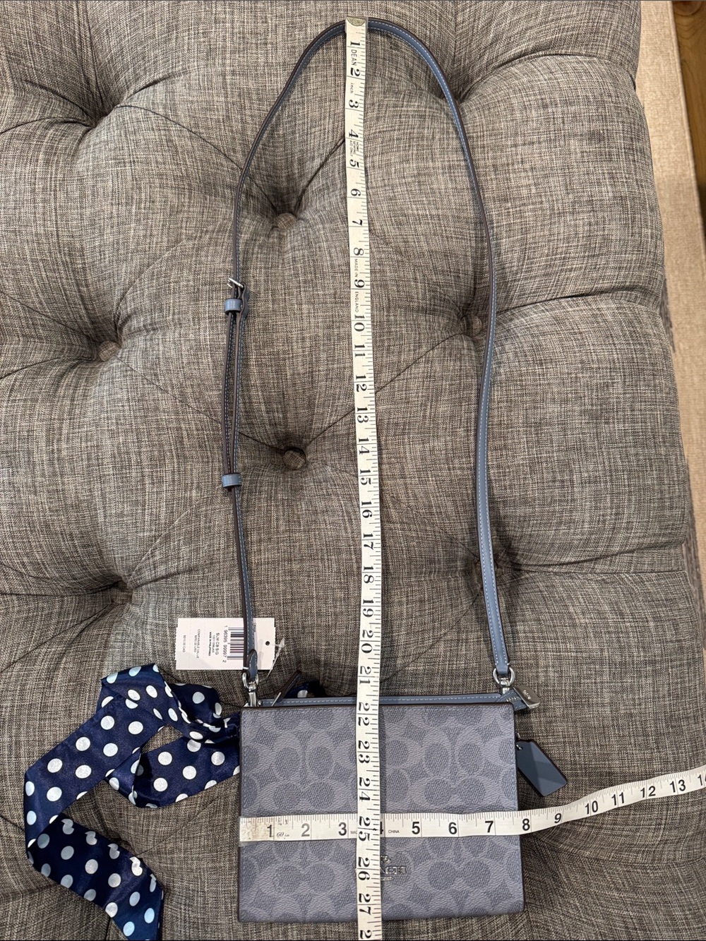 Coach Bag Blue Slim Crossbody in Signature Chambray NWT - Picture 17 of 17
